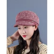 2025 outono chapéu feminino moda chapéu borda de aba curta moda chapéu octogonal chapéu feminino boné de pico Retro chap