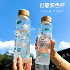 Água fria que muda de cor flores copo de fermentação fria que muda de gelo 550ml vidro de borosilicato alto grande capac