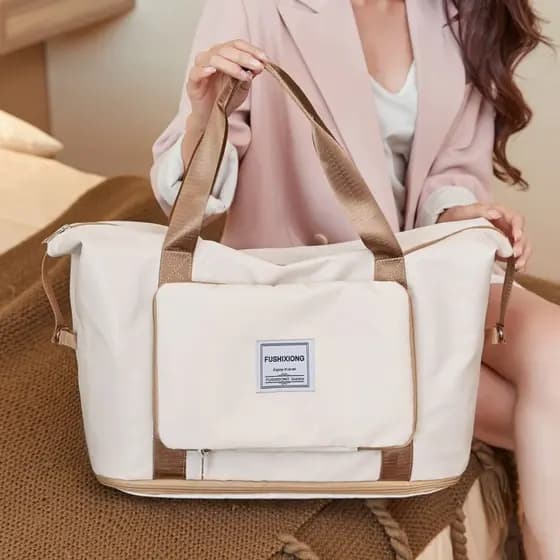 Bolsa de viagem curta feminina portátil de grande capacidade leve dobrável capa carrinho saco de bagagem adicional esper