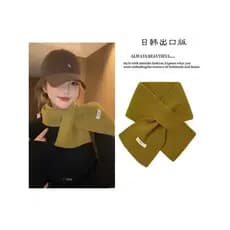 Cachecol feminino outono inverno 2025 novo estilo proteção de pescoço pequeno cachecol cruz malha estilo coreano pescoço