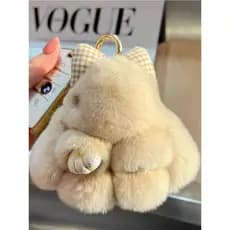Imitação de pele de coelho chaveiro pingente influenciador DIY saco de pelúcia acessórios pingente bonito arco nó pingen