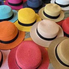 Chapéu de palha verão feminino chapéu de topo plano guarda-sol praia britânico Hepburn estilo pequeno chapéu superior vi