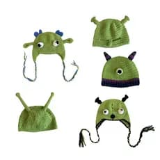 Chapéu feminino criativo engraçado Smiley Face chapéu de lã outono inverno chapéu verde chapéu de malha chapéu frio All-