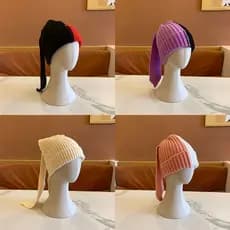 Chapéu feminino chapéu de lã exclusivo chapéu de malha alça longa na moda chapéu de rua moda estudante pulôver chapéu in