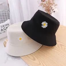 GD bordado margarida dupla face pequena aba balde chapéu primavera verão chapéu de pano masculino feminino versão corean