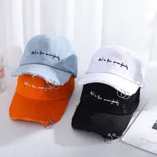 Chapéu de pico desgastado feminino primavera verão versão coreana All-Match nicho Street Wear buraco bordado carta boné