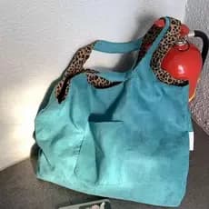 Azul Gallalum ~ Costas Dupla Face!Bolsa de ombro de camurça preguiçosa coreana Ins estampa de leopardo sacola de lona de