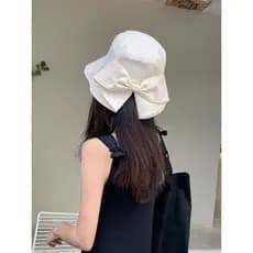 Chapéu feminino na moda grande borda chapéu feminino verão japonês balde chapéu Casual Hepburn estilo protetor solar arc