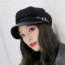 Boina feminina de lã primavera chapéu feminino versão coreana pintor chapéu pico quente moda modificado rosto octogonal