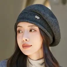 Outono inverno moda All-Match chapéu de malha feminino de meia-idade idosos chapéu de lã confortável quente pilha chapéu