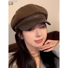 Chapéu octogonal circunferência da cabeça grande feminino 2025 novo estilo Melade outono inverno japonês Retro pintor ch