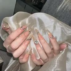 Mão-desgaste prego Strobe diamante bola temperamento Manicure remendo simples High-End prego remendo longo branco