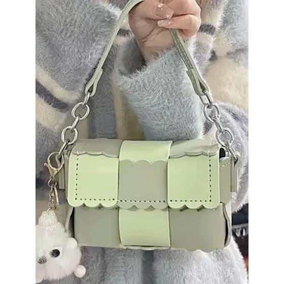 Saco tecido à mão biscoito travesseiro saco diy Material saco presente caseiro abacate verde Cross-corpo pequeno quadrad