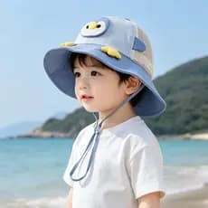 Crianças pinguim balde chapéu verão fino chapéu de sol menino guarda-sol menino bebê malha respirável caminhadas ao ar l