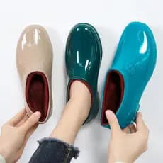 Botas de chuva com sola de tendão de carne, sapatos femininos de Saliva rasa, forro antiderrapante à prova d'água, tubo