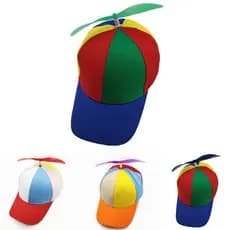 Criativo moinho de vento boné infantil bambu libélula pai-filho moinho de vento boné espiral polpa boné arco-íris cor co