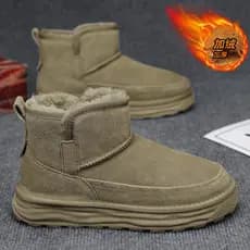 Botas de neve do nordeste masculinas de lã de inverno quente dois sapatos de algodão pele masculina integrada à prova de