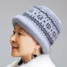 Chapéu para idosos chapéu de malha chapéu de inverno feminino inverno avó chapéu de lã engrossado quente bacia chapéu su