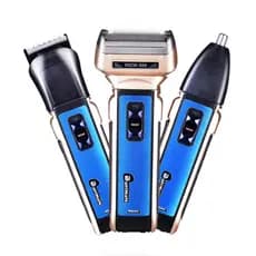 Conjunto três em um navalha multifuncional faca de barba corte de cabelo nariz máquina de cortar cabelo barbeador elétri