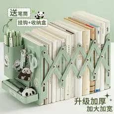 Estante de mesa retrátil estante de armazenamento de livros essencial para o início da escola papelaria com suporte para