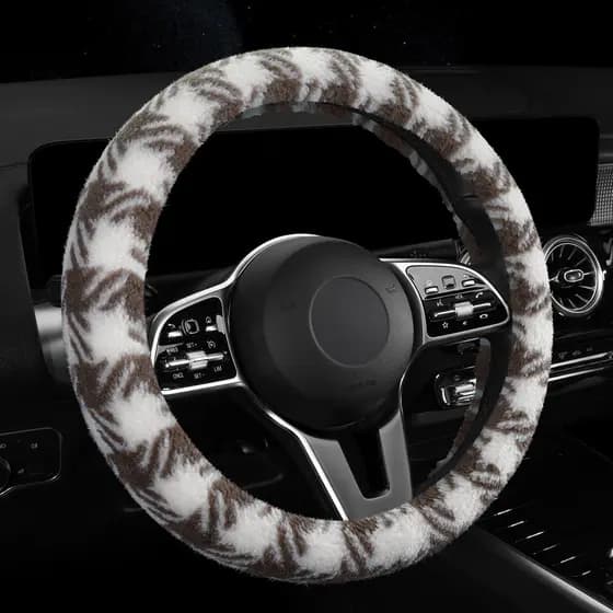 2023 novo estilo inverno Houndstooth pelúcia cordeiro velo capa de volante do carro vendas diretas da fábrica