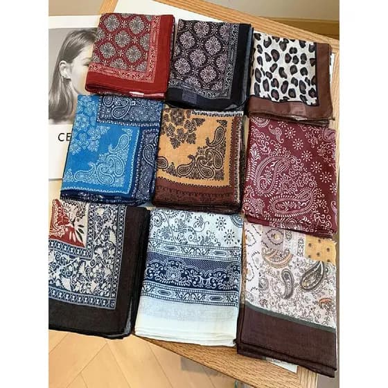 Coreano Retro pequeno lenço quadrado verão arte francesa decoração lenço de seda feminino estilo fino gravata cabelo caj