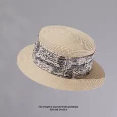 Novo estilo chinês fita viagem plana topo chapéu de palha feminino verão protetor solar chapéu de sol mostrando rosto pe
