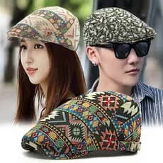 Chapéu feminino britânico Retro boina estilo étnico único Totem Jacquard pico boné moda Casual frente chapéu masculino