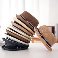 Primavera verão palha tecido respirável moda colisão cúpula Curling chapéu superior das mulheres dos homens viagem compr