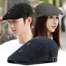 Chapéu masculino verão versão coreana listrado rebites boina feminino simples Retro pico boné masculino protetor solar g