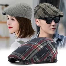 Masculino feminino Casual Anti-desgaste boina primavera verão outono clássico xadrez frente chapéu ao ar livre britânico
