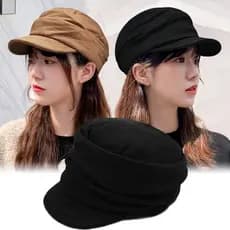 Chapéu feminino primavera outono versão coreana moda plissado pilha chapéu lazer ao ar livre quente Baotou boné aba maci
