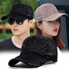 Chapéu masculino feminino primavera verão malha strass boné de beisebol lazer ao ar livre respirável chapéu de sol viage