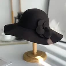 Francês preto grande borda lã chapéu superior elegante Retro Hepburn estilo britânico celebridade grande borda chapéu fo