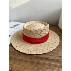 Verão ráfia palha plana chapéu feminino versão coreana All-Match viagem pára-sol protetor solar praia férias chapéu de s