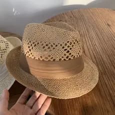 Chapéu de palha oco tecido à mão de verão estilo enrolado Jazz chapéu superior masculino chapéu de praia chapéu de viage