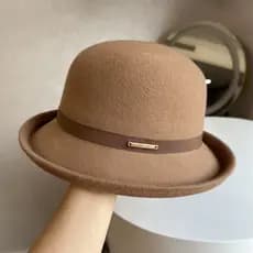 Outono inverno chapéu feminino bacia de lã chapéu pequeno chapéu Retro balde chapéu Hepburn estilo Irregular chapéu de f