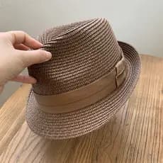Chapéu de palha marrom pequeno masculino versão coreana verão viagem protetor solar guarda-sol chapéu de praia britânico