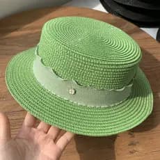 Pequeno fresco grama verde plana chapéu feminino viagem protetor solar pequena borda chapéu superior feminino britânico