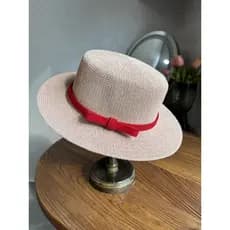 2026 novo estilo rosa plana chapéu feminino primavera verão arco vermelho protetor solar All-Match palha aba plana chapé