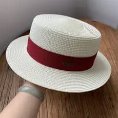 Chapéu de palha branco com topo plano, feminino, verão, beira-mar, guarda-sol, Anti-ultravioleta, aba plana, masculino,
