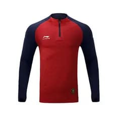 Li Ning esportes de manga comprida camiseta masculina outono fino pulôver novo estilo meio zíper terno de treinamento de