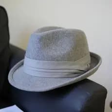 Chapéu superior de lã enrolada britânico feminino outono inverno cabeça grande circunferência cinza chapéu moda plana ch