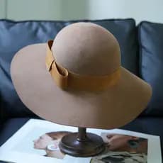 Hepburn estilo camelo chapéu de lã feminino outono inverno versão coreana francês Retro lã grande borda chapéu moda eleg