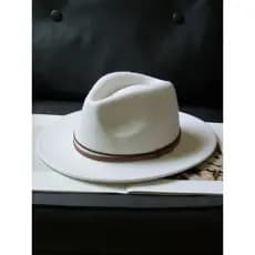 Chapéu de Jazz de cor sólida branco chapéu feminino estilo britânico Retro chapéu de lã chapéu de feltro de lã viagem co