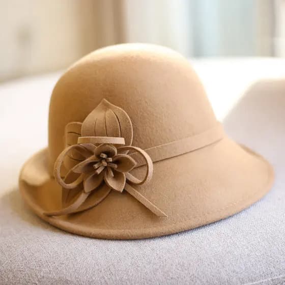 Outono inverno chapéu feminino lã feltro chapéu feminino flor de lã chapéu superior inverno elegante pote chapéu All-Mat