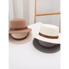 Primavera outono novo estilo plana superior chapéu de lã feminino moda britânica senhoras All-Match chapéu de aba curta