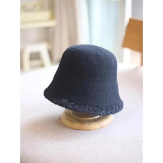 Japonês Retro borda de pelúcia balde chapéu outono inverno quente malha chapéu bacia lã australiana chapéu pequeno rosto