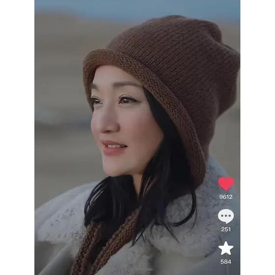 Japonês Retro Curling vermelho chapéu de malha feminino outono inverno grande circunferência da cabeça pequeno rosto All
