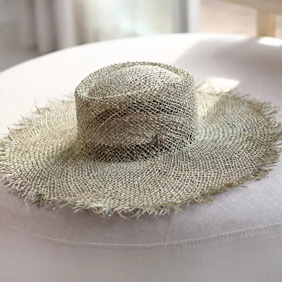 Abelha primavera verão estilo europeu americano Natural grama salgada desgastada côncavo topo elegante estilo jeans bord